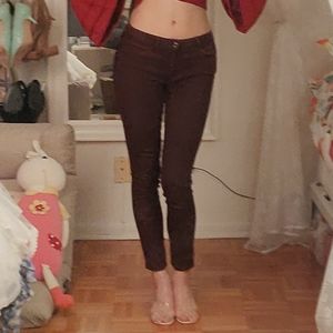 GUESS Coated Burgundy Mid Rise Skinny Jeans